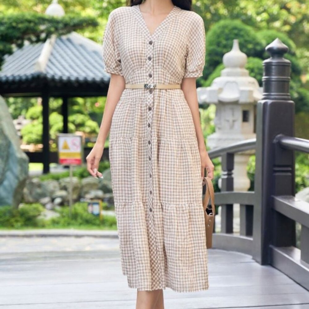 Lenin Checkered Midi Dress